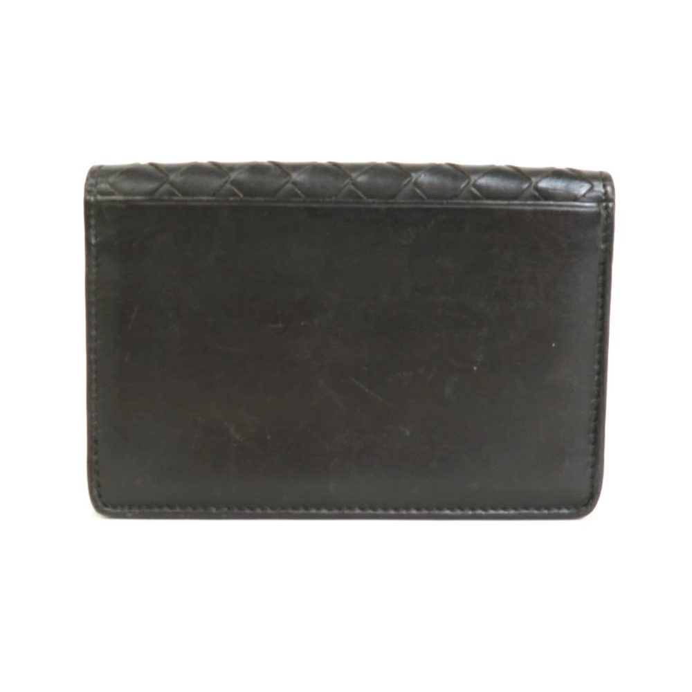 Bottega Veneta Dark Wallet Card Intrecciato Brown Case Leather Brown